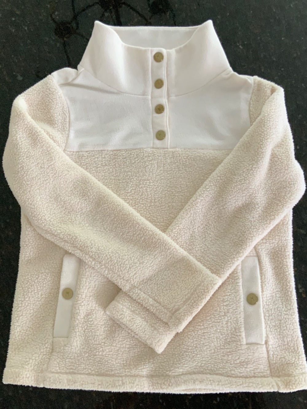 Dudley Stephens cream Sherpa and vello pullove. Size small